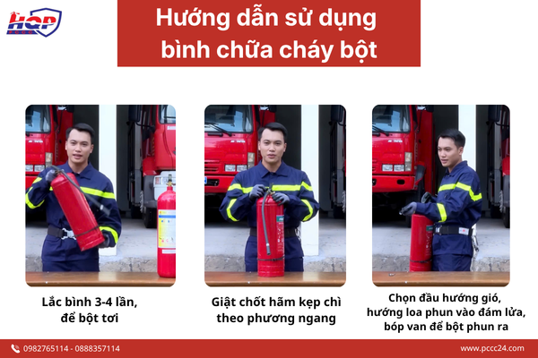 Hướng dẫn sử dụng bình chữa cháy bột 