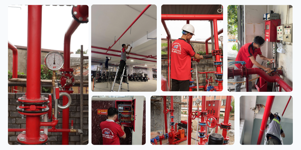 Kỹ sư Hoàng Quân Phát thi công hệ thống chữa cháy 