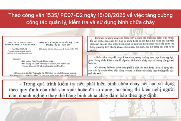 Trích công văn 1535/PC07-Đ2 ngày 15/08/2025 về việc tăng cường công tác quản lý, kiểm tra và sử dụng bình chữa cháy  